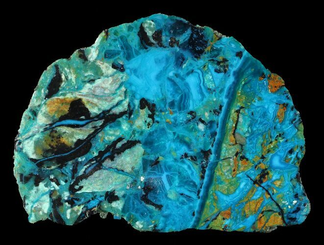 Polished Chrysocolla & Plume Malachite - Bagdad Mine, Arizona #63227